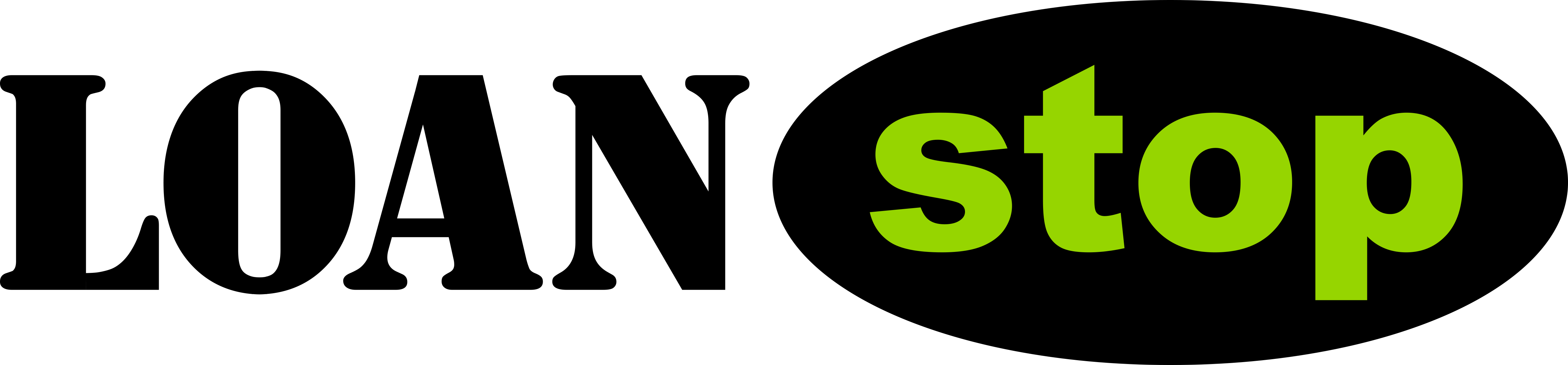 Loan Stop logo, black and green